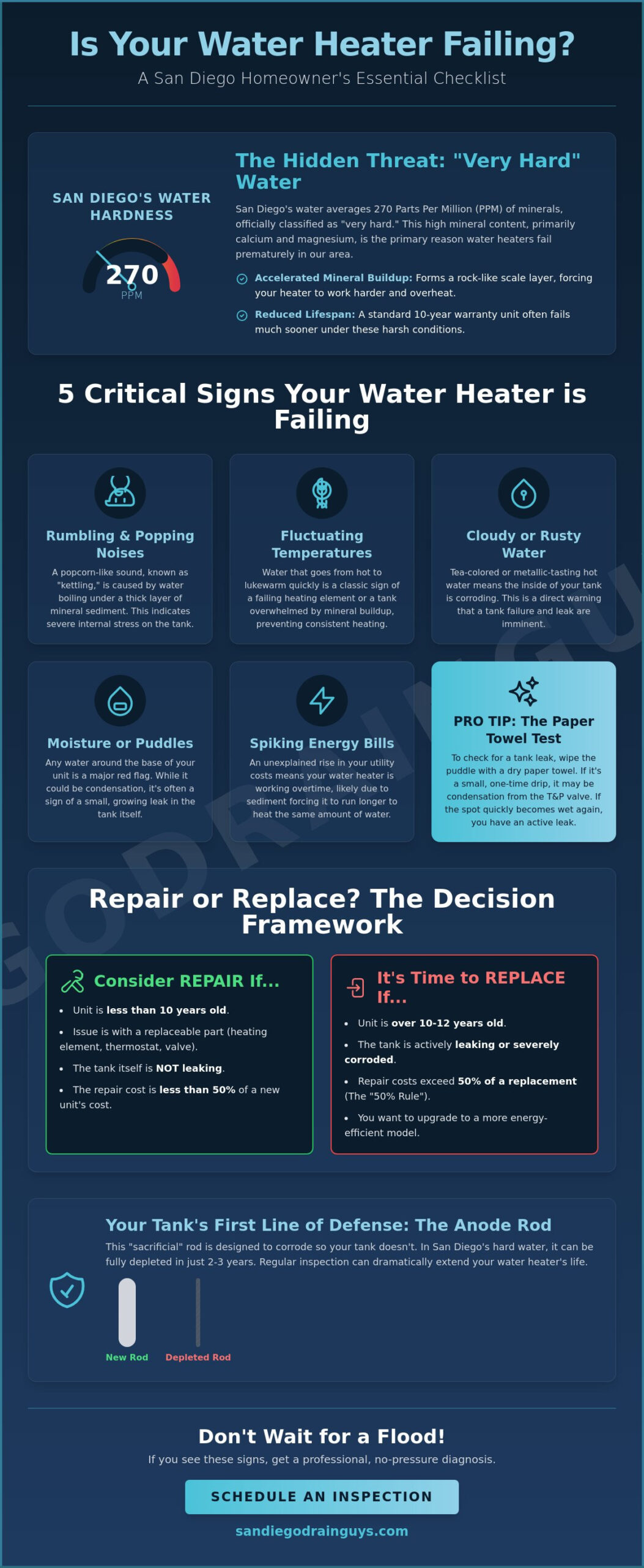 7 Critical Signs My Water Heater is Failing: A 2026 San Diego Homeowner’s Guide