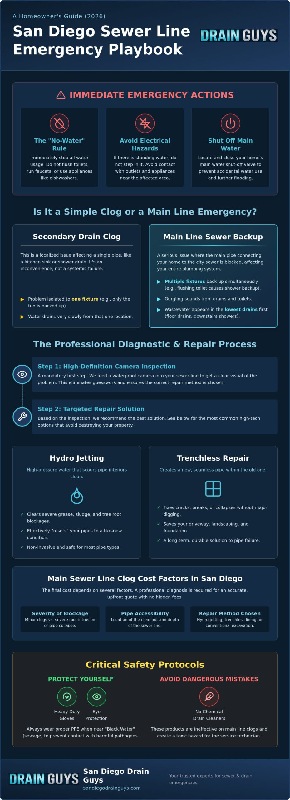 Main Sewer Line Clog Cost in San Diego: 2026 Emergency & Repair Guide